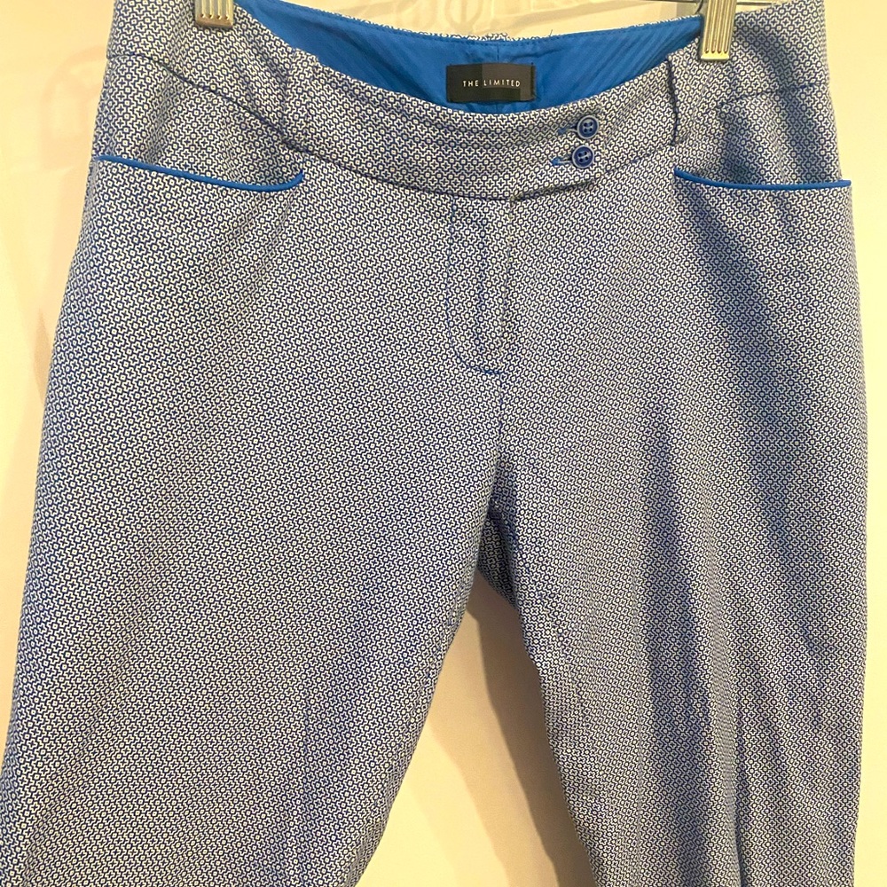 The Limited Cropped Blue and White work pants